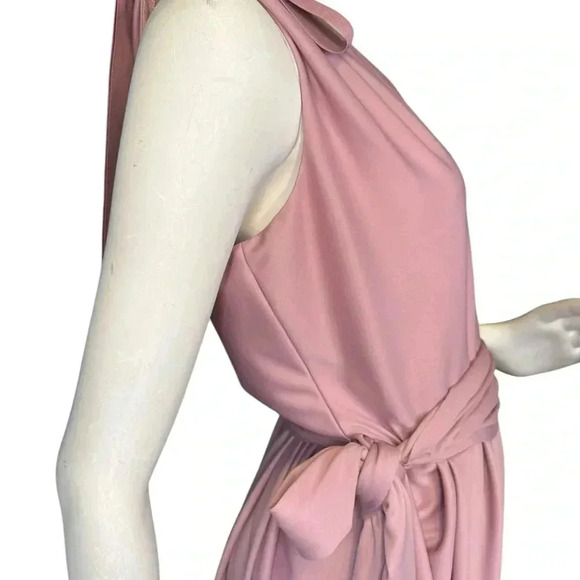 Vera Wang Bride's Maid Dress Light Pink Tie Bow Draped One Shoulder 12. - Picture 4 of 12